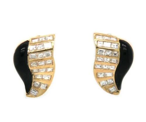 minimalist black diamond studs 1.00ctw Baguette Diamond and Onyx Earrings in 18K