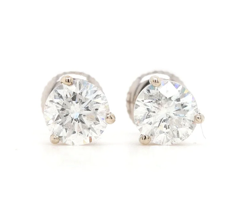 silver-plated bar necklace 1.02ctw Round Diamond Solitaire Stud Earrings in 14K