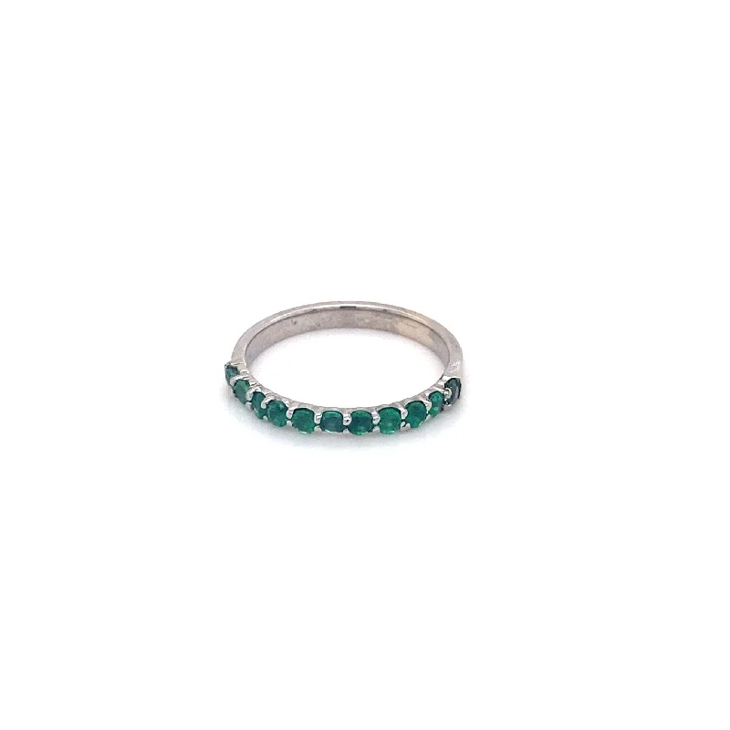 statement gold cuff earrings 1/2 White Gold Emerald Stackable Band