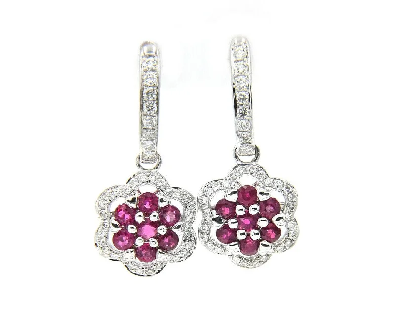 dainty gold chain ring 1.50ctw Rubies and 0.50ctw Pave Diamond Dangle Earrings in 14K