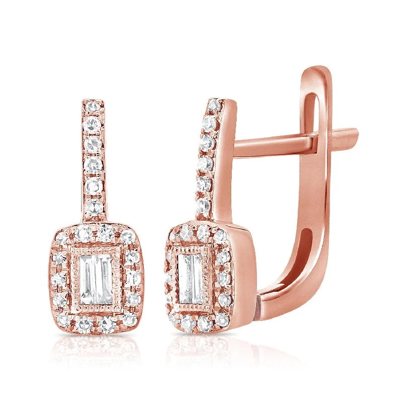 solid gold stacking rings set 14K Gold Leverback Earrings with Diamonds