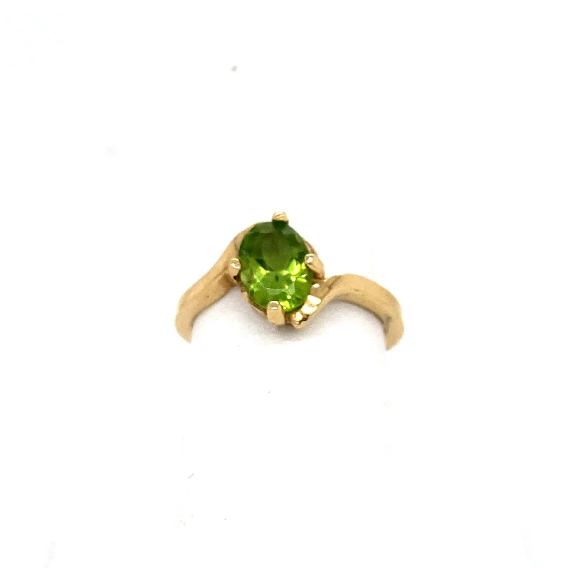 minimalist chain anklet gold 14k Oval Peridot Ring with Bypass Design