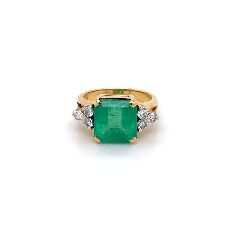 personalized couples ring engraved 18k Estate Emerald Ring