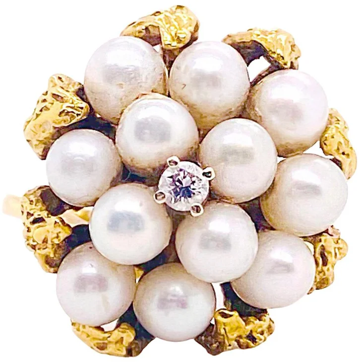 silver wedding band with engraving Akoya Pearl and Diamond Cluster Ring 18K Yellow Gold silver wedding band with engraving Akoya Pearl and Diamond Cluster Ring 18K Yellow Gold