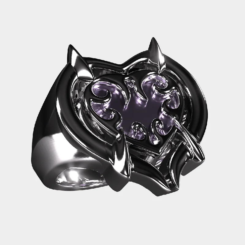 oval cut engagement ring platinum Anna - Purple Ring