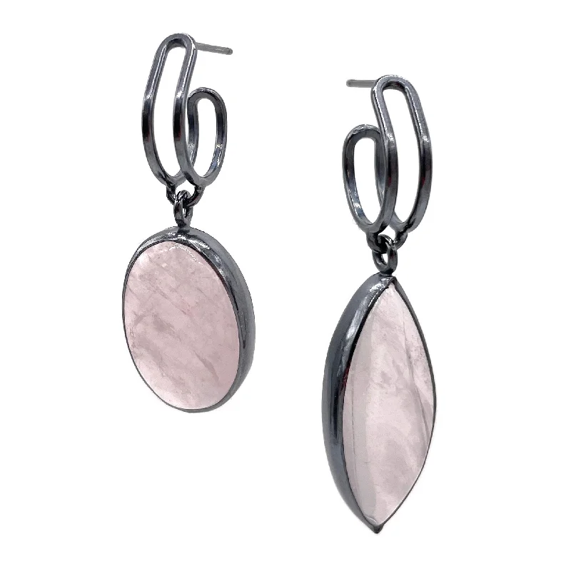 simple crystal earrings Bent Link Rose Hoops