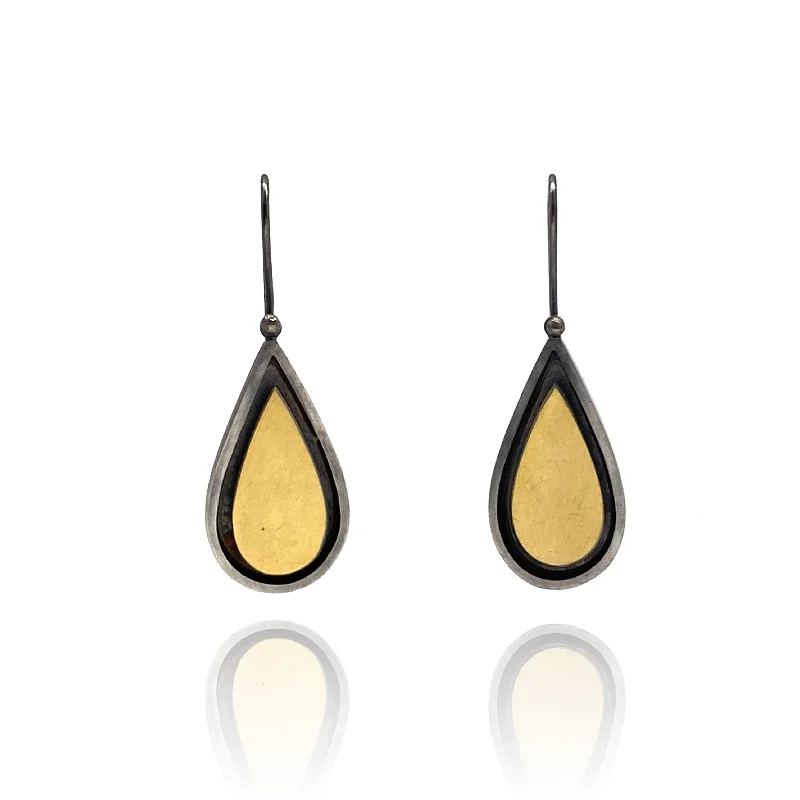 Bi-Metal Floating Teardrop Earrings