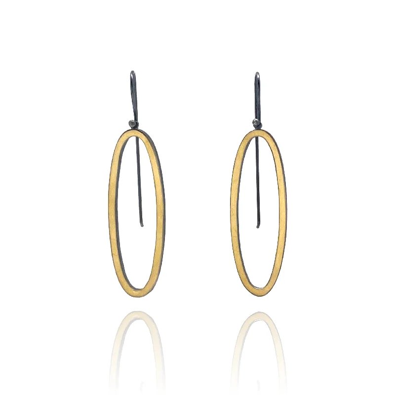 Bi-Metal Open Oval Earrings