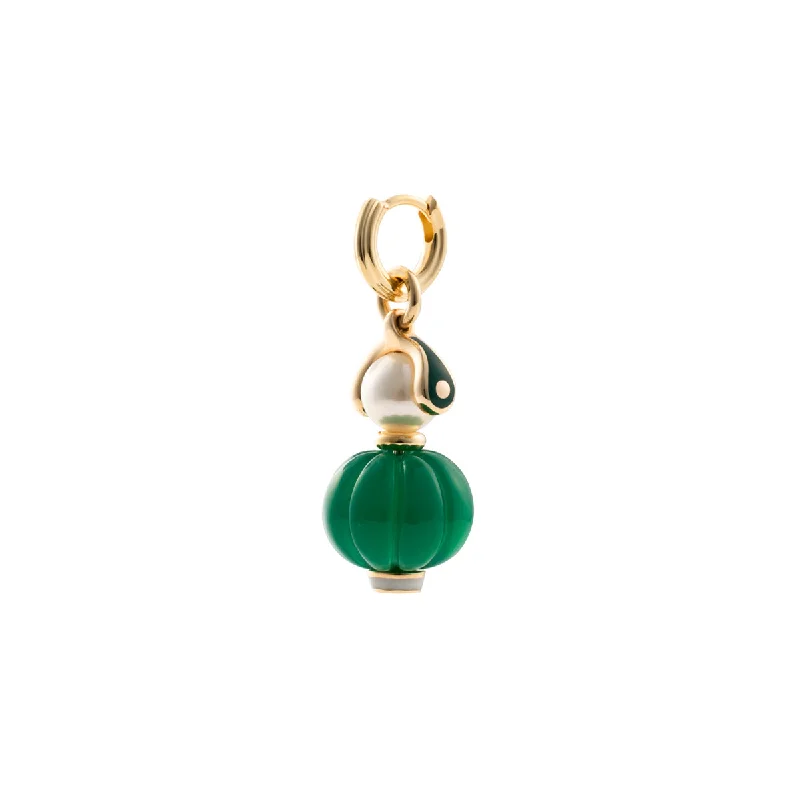 minimalist chain anklet gold "Bird of Paradise" Green Agate Charm Earring