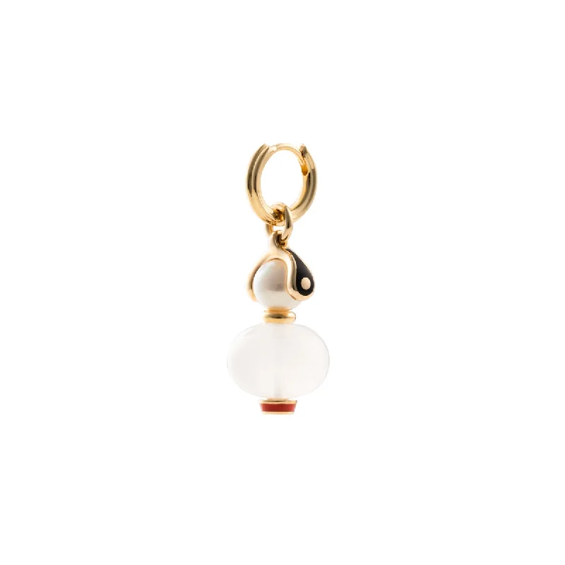 unique square diamond ring "Bird of Paradise" White Milky Quartz Charm Earring