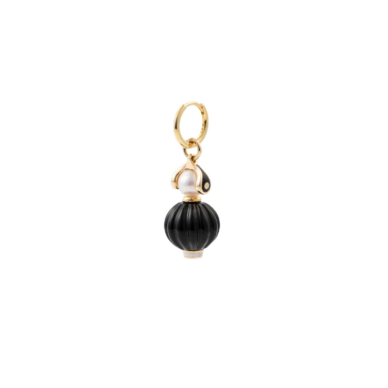gold initial bracelet personalized "Bird of Paradise" Onyx Charm Earring