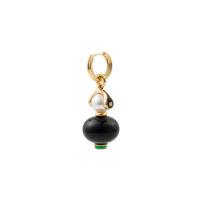 rose gold snake chain bracelet "Bird of Paradise" Onyx Charm Earring