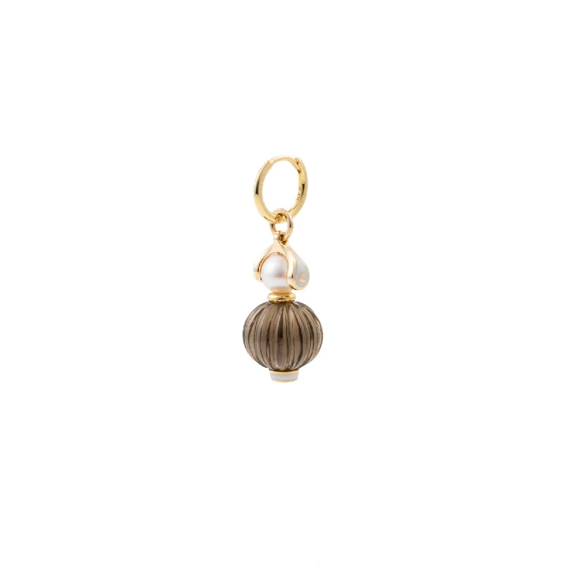 diamond halo pendant necklace "Bird of Paradise" Smokey Quartz Charm Earring