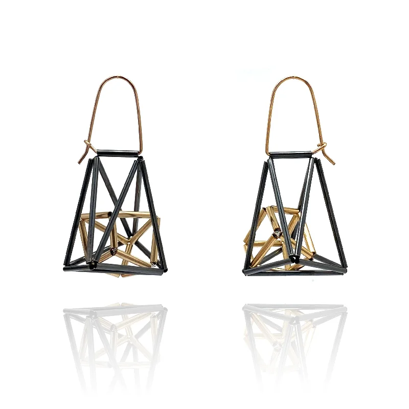 Black and Gold Cage Earrings