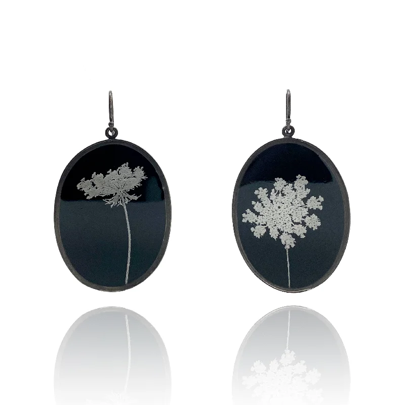 real peridot gemstone ring Black and White Floral Earrings