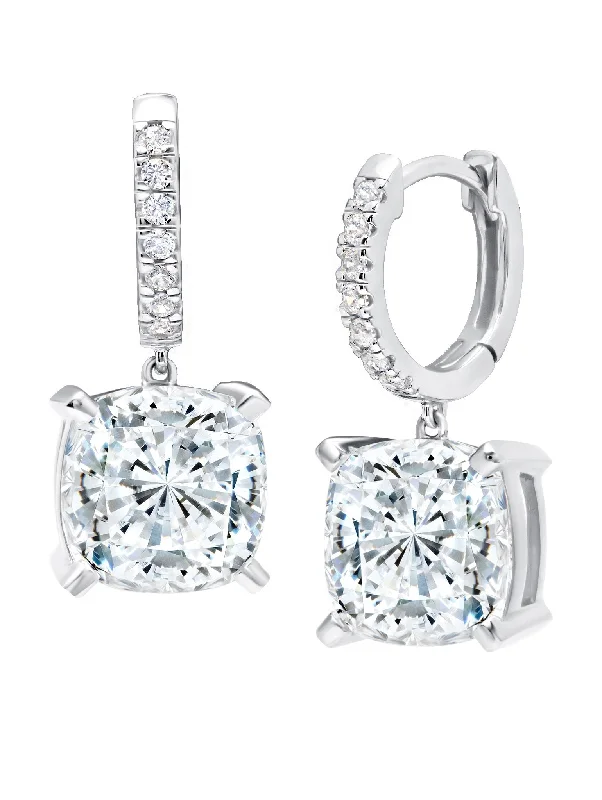 vintage lock and key necklace Cushion Cut Drop Earrings in Platinum