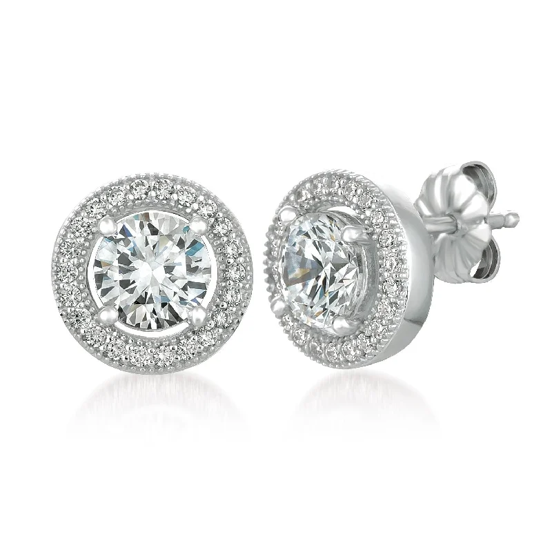 elegant marquise diamond ring Brilliant Cut Halo Stud Earrings in Platinum
