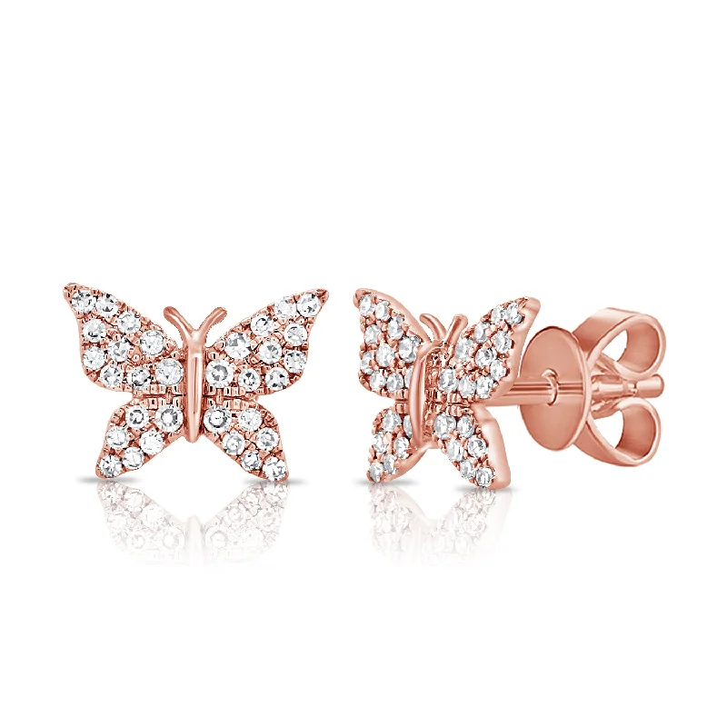 dainty beaded stretch bracelet Butterfly Stud Earrings with Diamonds