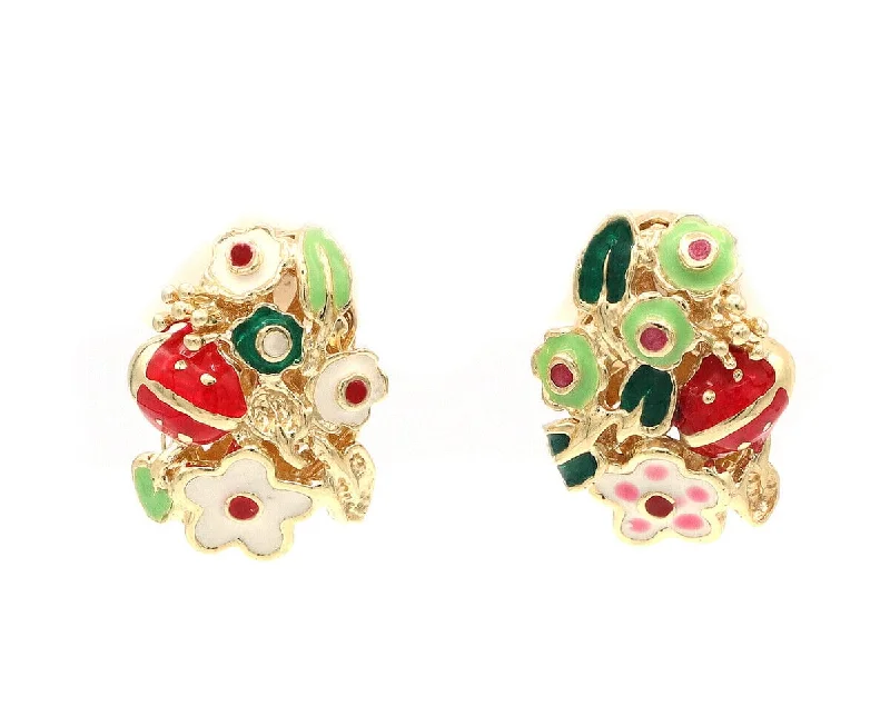 ruby and diamond engagement ring Cetas Enamel Flower and Ladybug Earrings in 14K