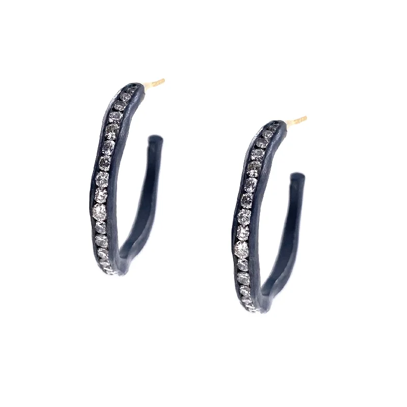 vintage-inspired pearl brooch Channel Set Diamond Hoops