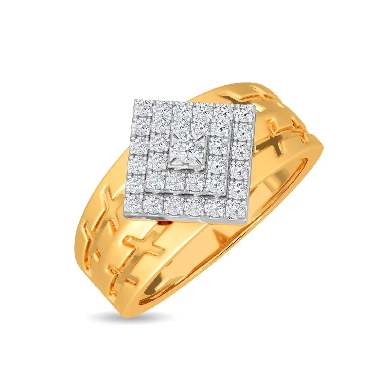geometric diamond earrings gold Charles Ring For Men