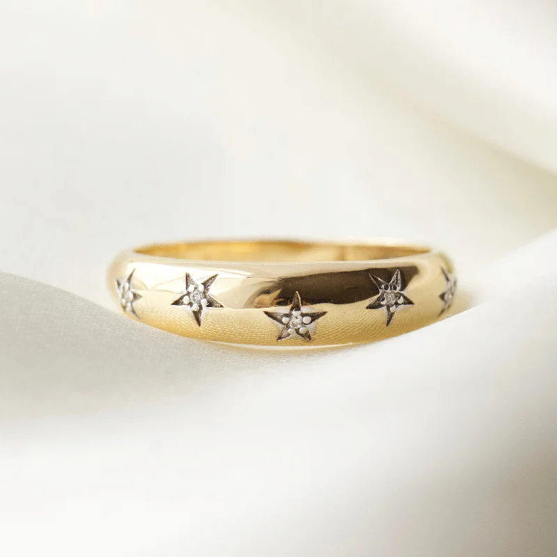 bohemian anklet with shells Chunky Star Set Diamond Band