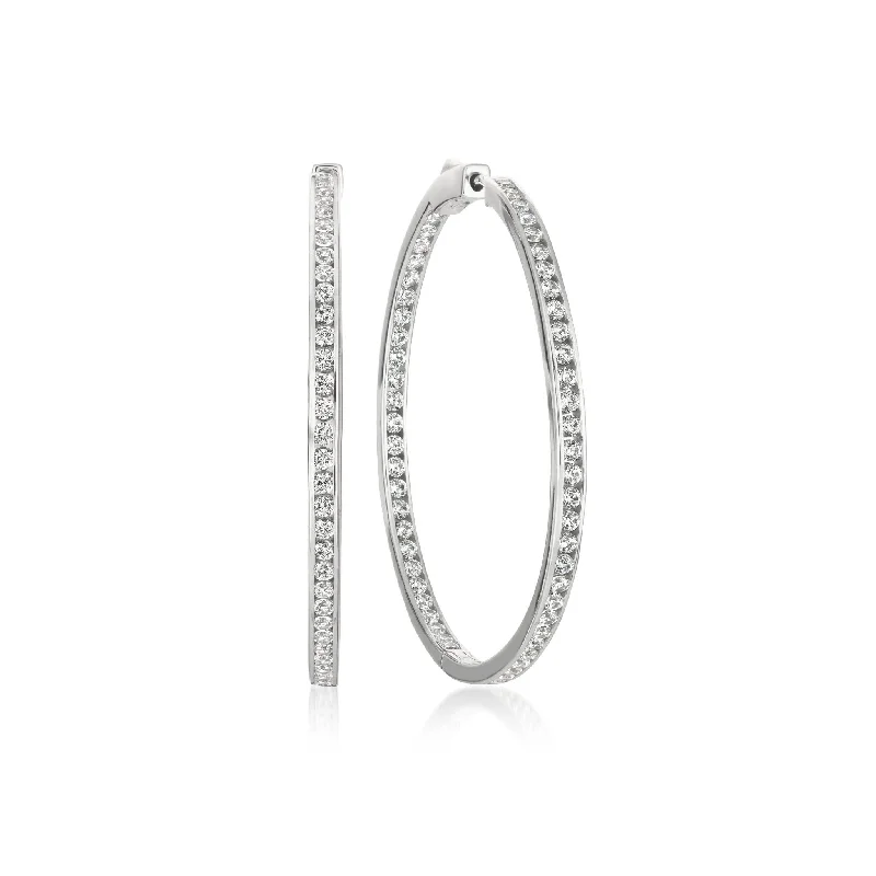 pearl and gold chain earrings Classic Inside Out Hoop Earrings Finished in Pure Platinum - 1.3" diameter pearl and gold chain earrings Classic Inside Out Hoop Earrings Finished in Pure Platinum - 1.3" diameter