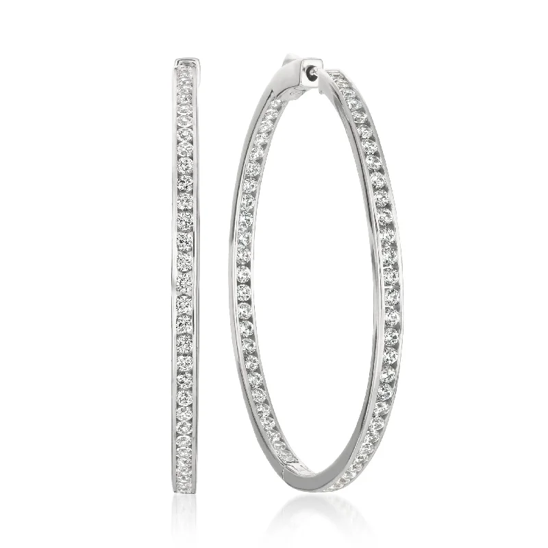 white topaz stacking rings Classic Inside Out Hoop Earrings Finished in Pure Platinum - 1.5" diameter