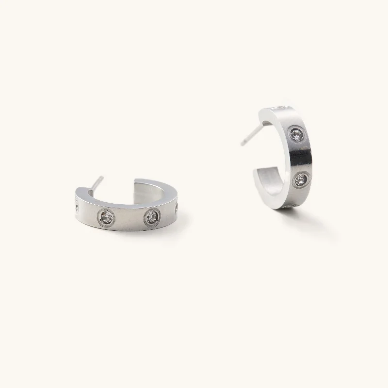 celestial lunar eclipse pendant Corinne Silver Hoops