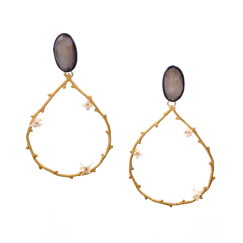 rose gold anklet chain Cream Sapphire Tetra Earrings