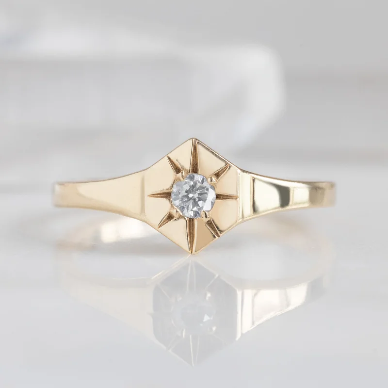 celestial constellation necklace silver Custom White Diamond Birthstone Signet Ring | 10K Yellow Gold