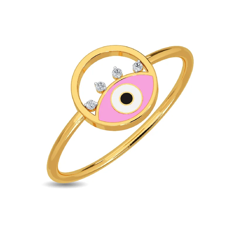 classic diamond hoop earrings Damla Evil Eye Ring
