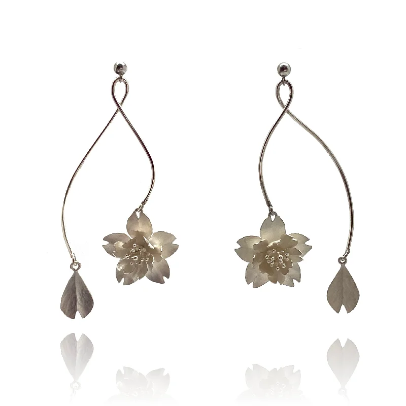 celestial orbit ring set Dangling Cherry Blossom Earrings
