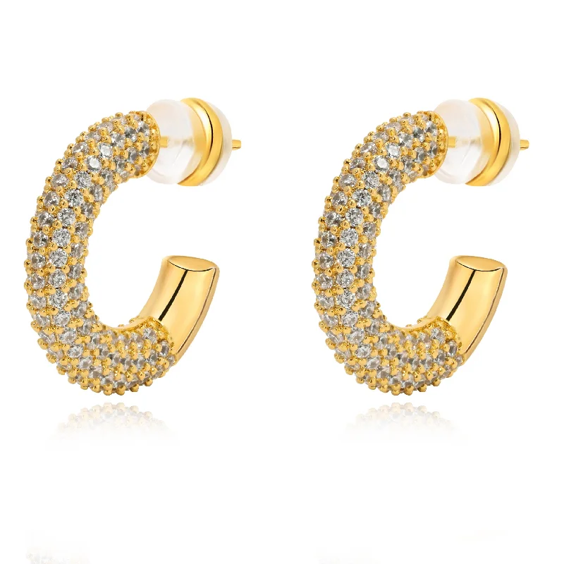 gold-plated figaro chain Demi Pave Hoop