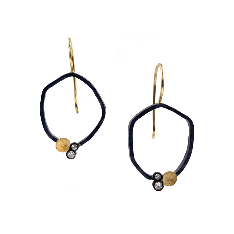 statement gemstone necklace handmade Diamond and Circle Hook Earrings