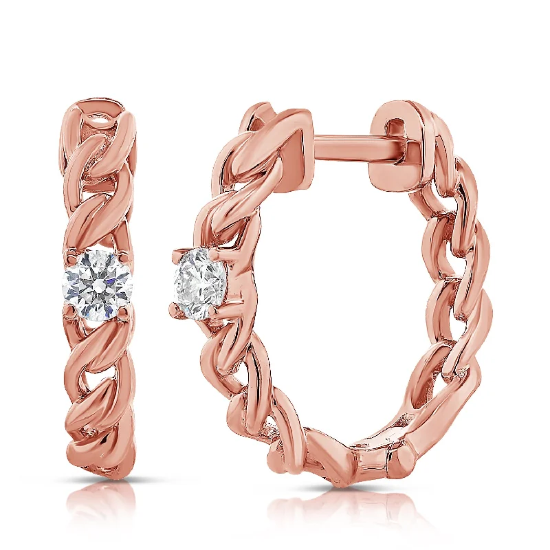 ruby and diamond engagement ring Diamond Link Huggie Earrings made in 14K Gold