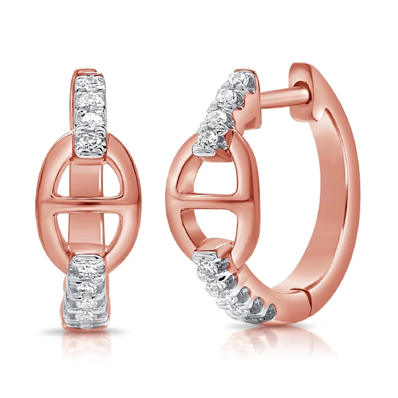 sterling silver infinity loop ring Diamond Link Huggie Earrings made in 14K Gold