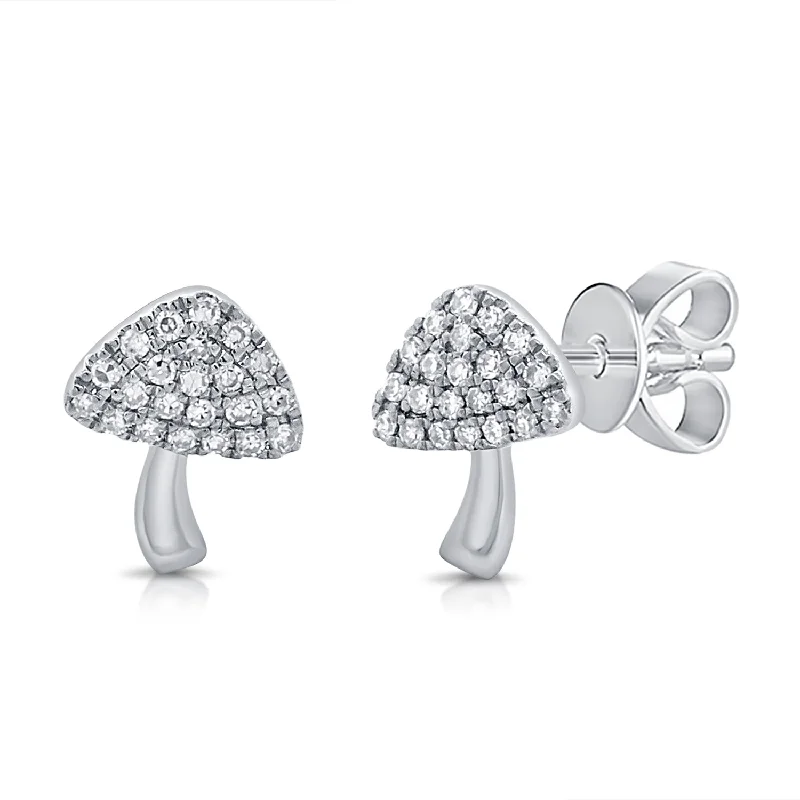 Diamond Mushroom Studs made in 14K Gold