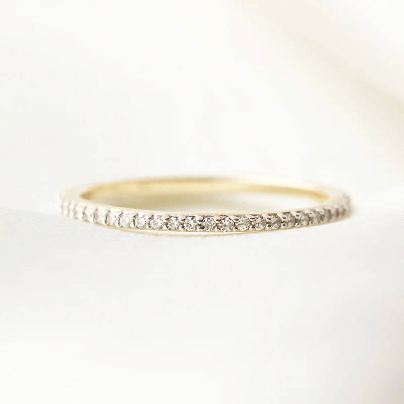 hammered gold disc necklace Diamond Pave Half Eternity Ring