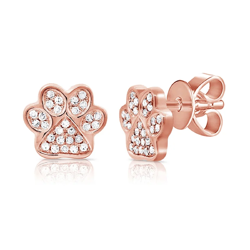 vintage diamond brooch pin Diamond Paw Stud Earrings in 14K Gold
