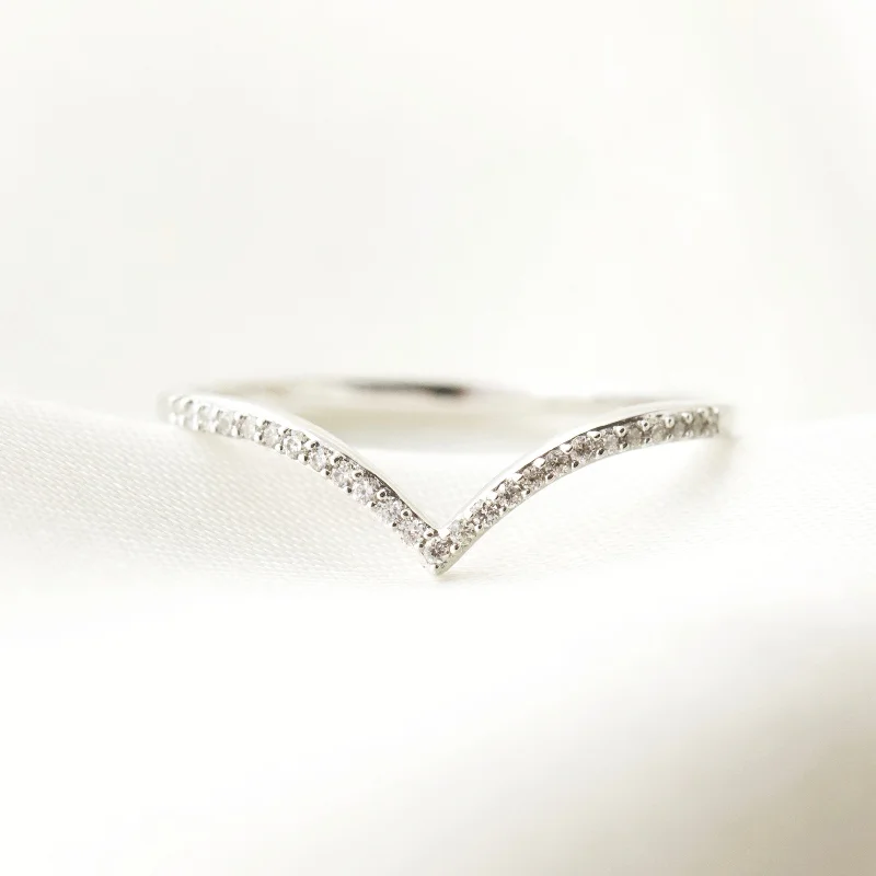 small diamond nose stud Diamond Wishbone Stacking Ring