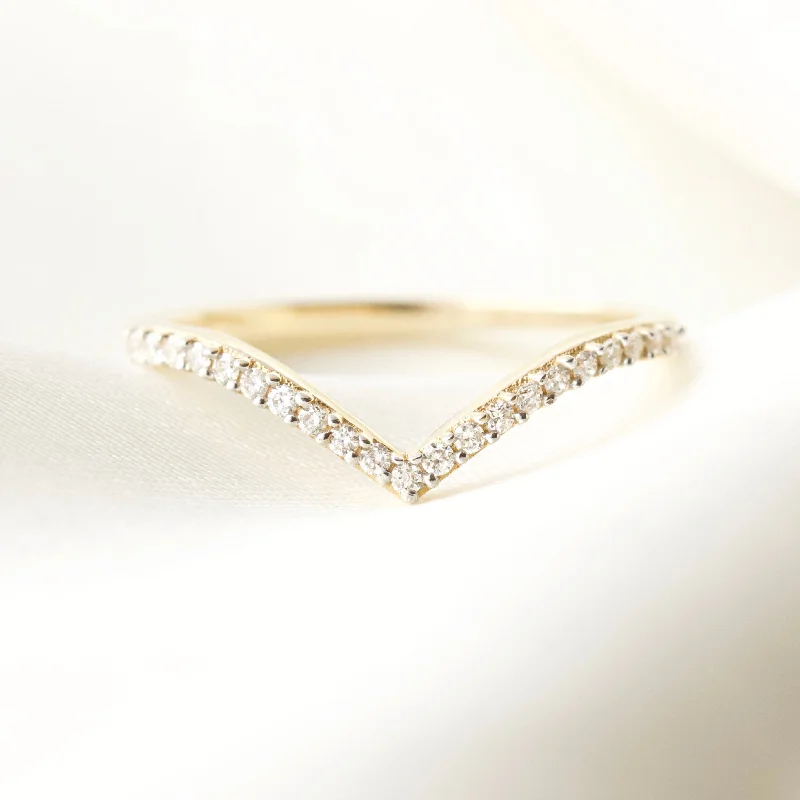 unique blue topaz ring Diamond Wishbone Stacking Ring