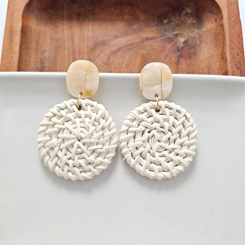 natural jade ring Dominica Earrings - Light Rattan