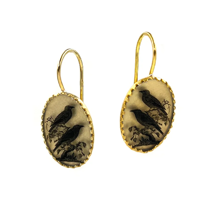 real smoky quartz pendant Double Bird Earhangers