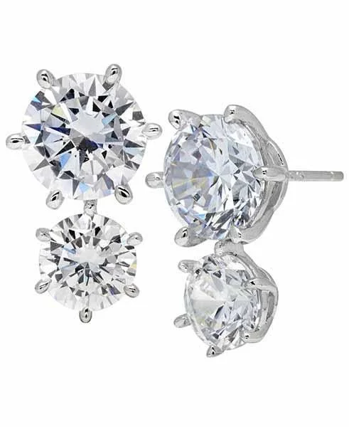 classic cubic zirconia pendant Double Brilliant Earrings in Platinum