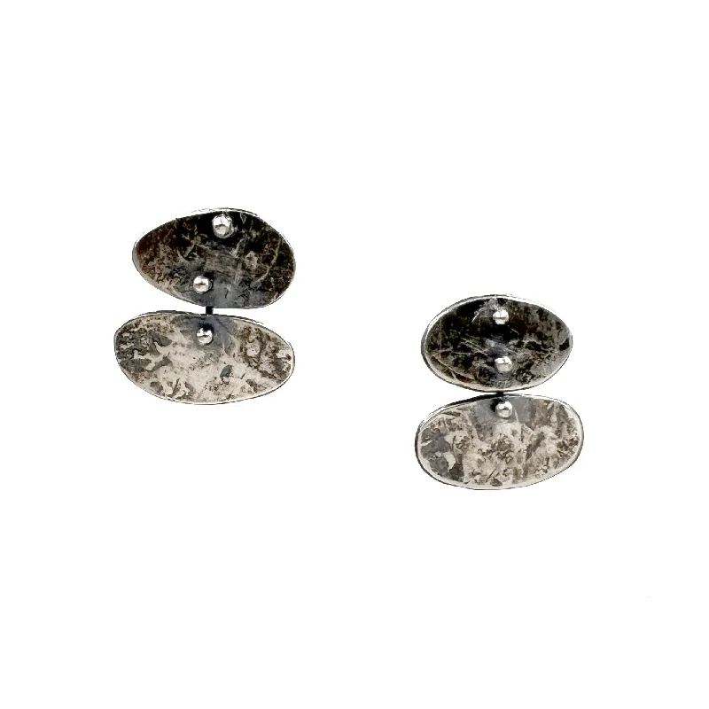 minimalist cubic zirconia earrings Double Pebble Studs