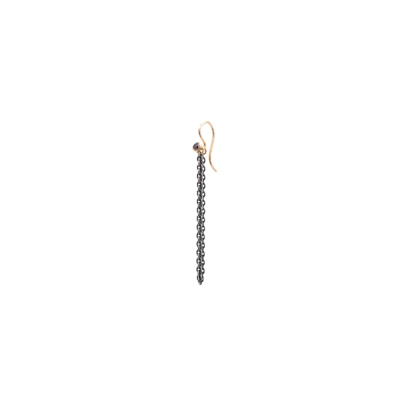 modern infinity signet ring "Drosera"  Black Diamond Chain Earinng