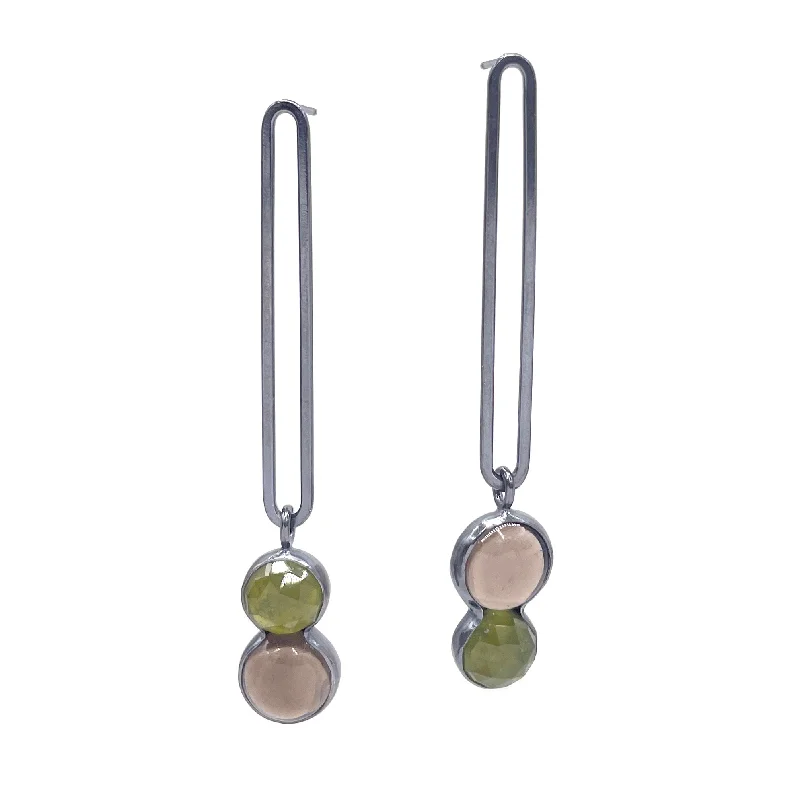 delicate floral wedding band Dual Drop Link Earrings
