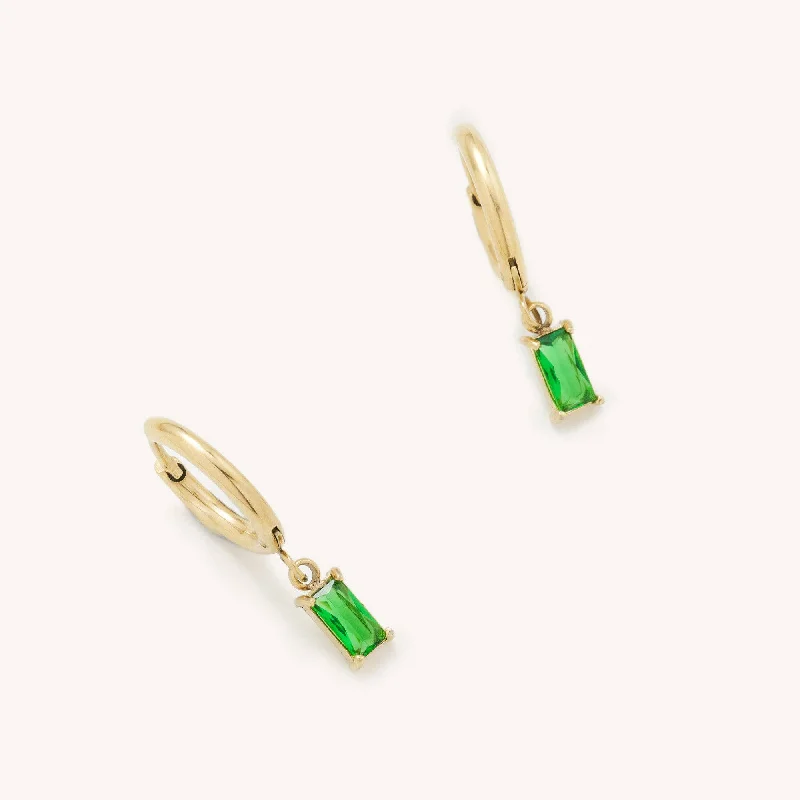 unique gemstone necklace handmade Eden Emerald Gem Huggies