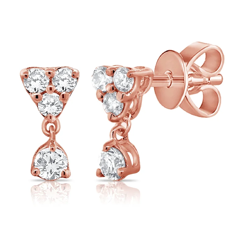 simple gold bar stud earrings Elegant 14K Gold Diamond Drop Earrings